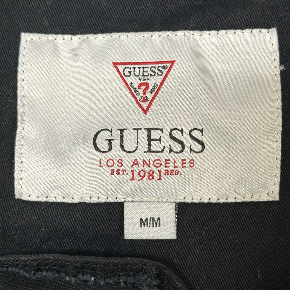 Guess Jacket Women's M Biker Moto Full Zip Snap Canvas 100% Cotton Triangle Logo - Picture 6 of 11